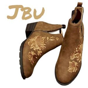 Jbu Booties Brown Floral New Without Tags Womens Size 7.5